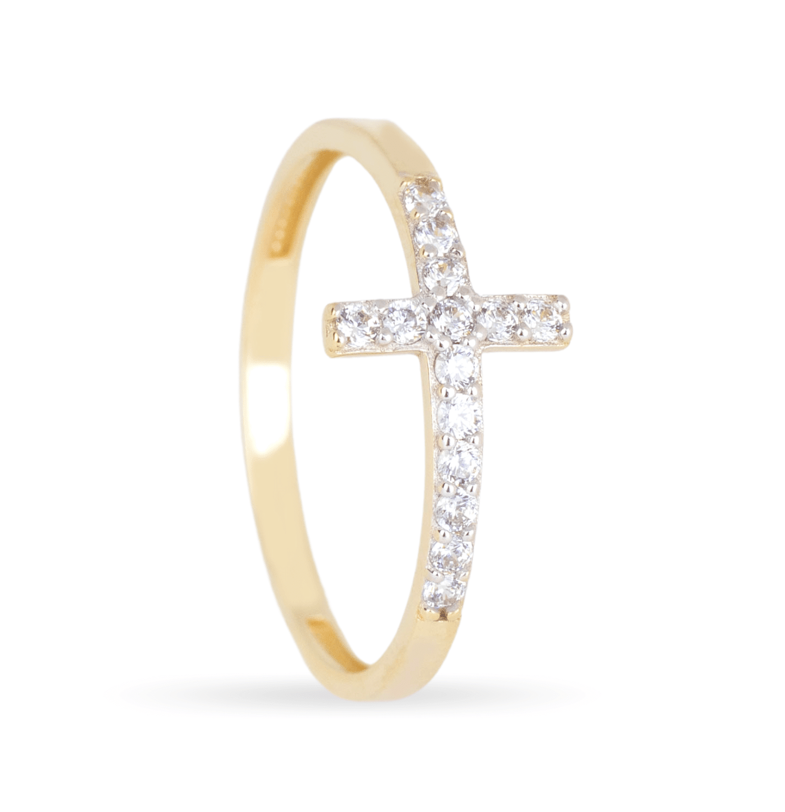 Collana Donna Con Ciondolo Croce In Oro E Zirconia Cubica - Catena 45+4cm, Regalo Religioso