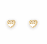 Dormilonas Corazones labrados y zirconias / Oro 14K