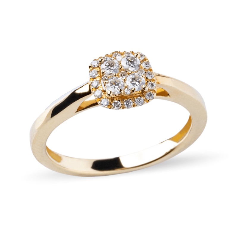 Anillo de Compromiso Halo Corte Cushion en Oro 14k con Diamantes - Imagen 2