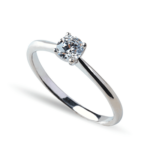 Anillo de compromiso en oro 14K con opción de zirconia Swarovski o diamante, diseño personalizable.