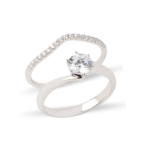 Dúo de anillos de boda en oro 14k con zirconias pequeñas – Sol de Oro Joyería