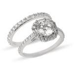 Dúo de anillos de boda en oro blanco 14k con zirconias estilo clásico moderno – Sol de Oro Joyería