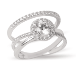 Dúo de anillos de boda en oro blanco 14k con halo redondo clásico – Sol de Oro Joyería