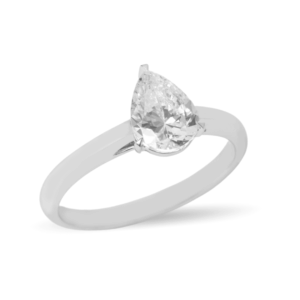 Solitario de Compromiso en Oro blanco 14K / Zirconia / Corte Pera