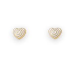 Aretes en forma de corazón en oro 14k con esmalte blanco - joyería infantil