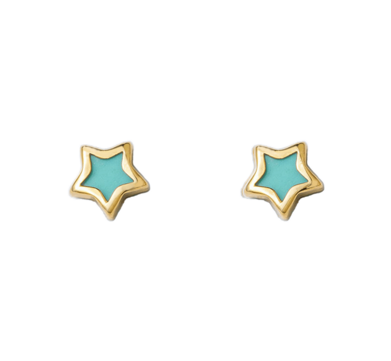 Dormilonas de estrella en oro 14k para niñas - aretes infantiles delicados