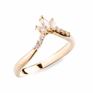 Alianza tipo corona en oro amarillo 14K con zirconias