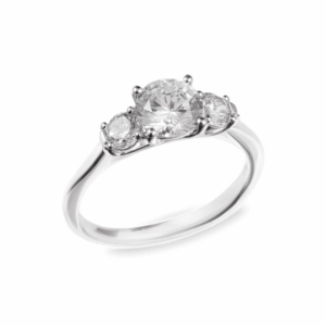 Anillo de compromiso oro 14K con tres zirconias corte redondo