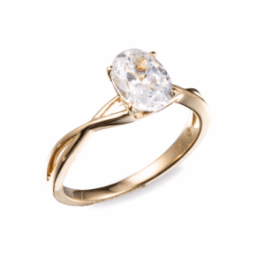 Anillo solitario diseño infinito en oro blanco o amarillo 14K con zirconia central