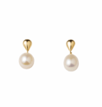 Aretes Colgantes con Perla Cultivada en Oro 14K