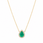 cadena esmeralda diamantes oro 14k corte pera