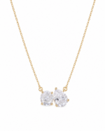 cadena two stone oro 14k zirconias corte pera brillante