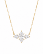 Cadena Trilogía con Zirconias Corte Marquesa y Pera en Oro 14K