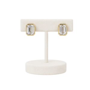 Dormilonas Corte Esmeralda con Diamante de Laboratorio en Oro 14K