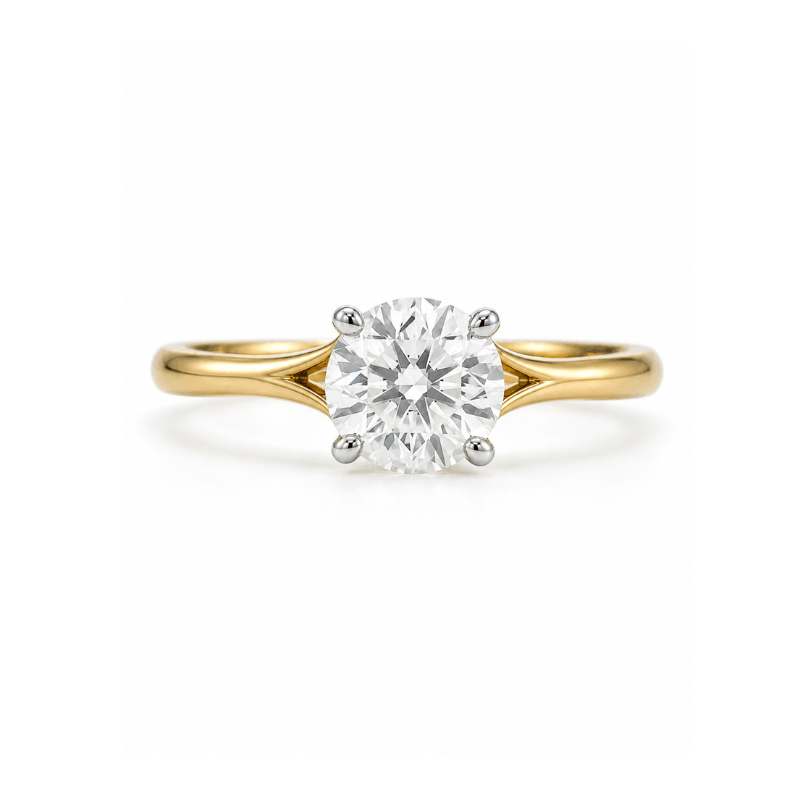Anillo en oro 14K con diamante lab grown redondo certificado IGI - Imagen 4