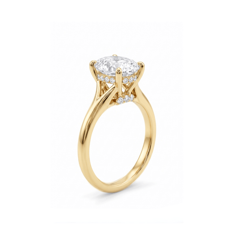 Anillo en oro 14K con diamante lab grown redondo certificado IGI - Imagen 2