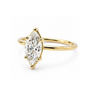 Anillo solitario en oro amarillo 14K con diamante Lab Grown corte marquesa de 1.00 ct