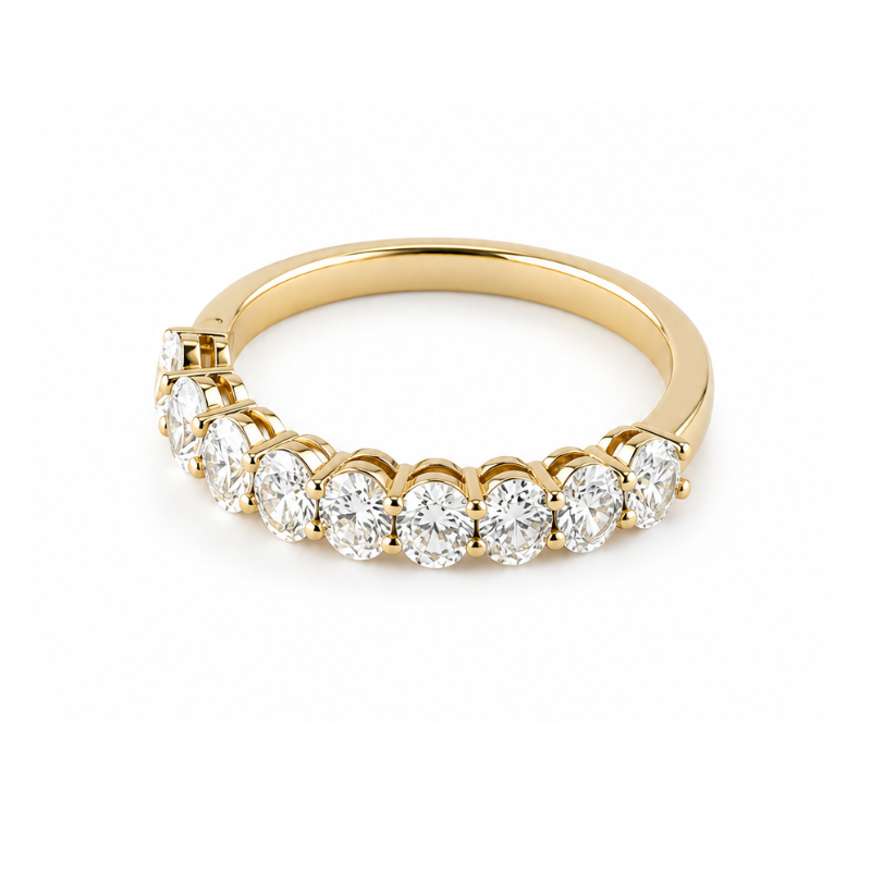 Alianza Oval Elegante en Oro 14K con Diamantes Lab Grown - Imagen 2