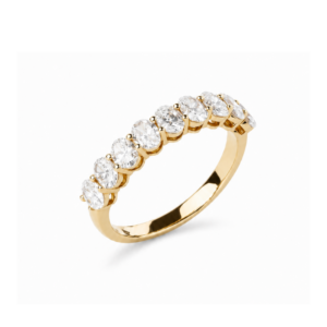 Anillo media alianza en oro amarillo 14K con diamantes Lab Grown ovalados 1.35 CTT