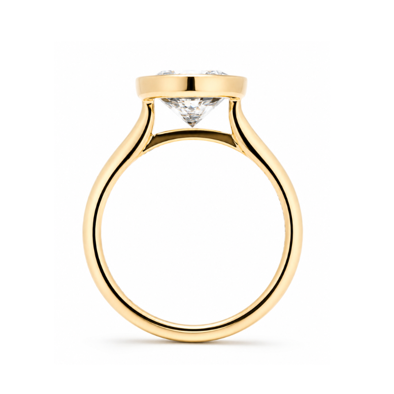 Anillo de Compromiso Diamante Lab Grown Redondo 2.02 ct con Bisel Oro 14K - Imagen 3