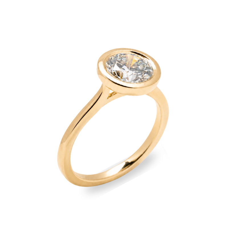 Anillo de Compromiso Diamante Lab Grown Redondo 2.02 ct con Bisel Oro 14K - Imagen 2