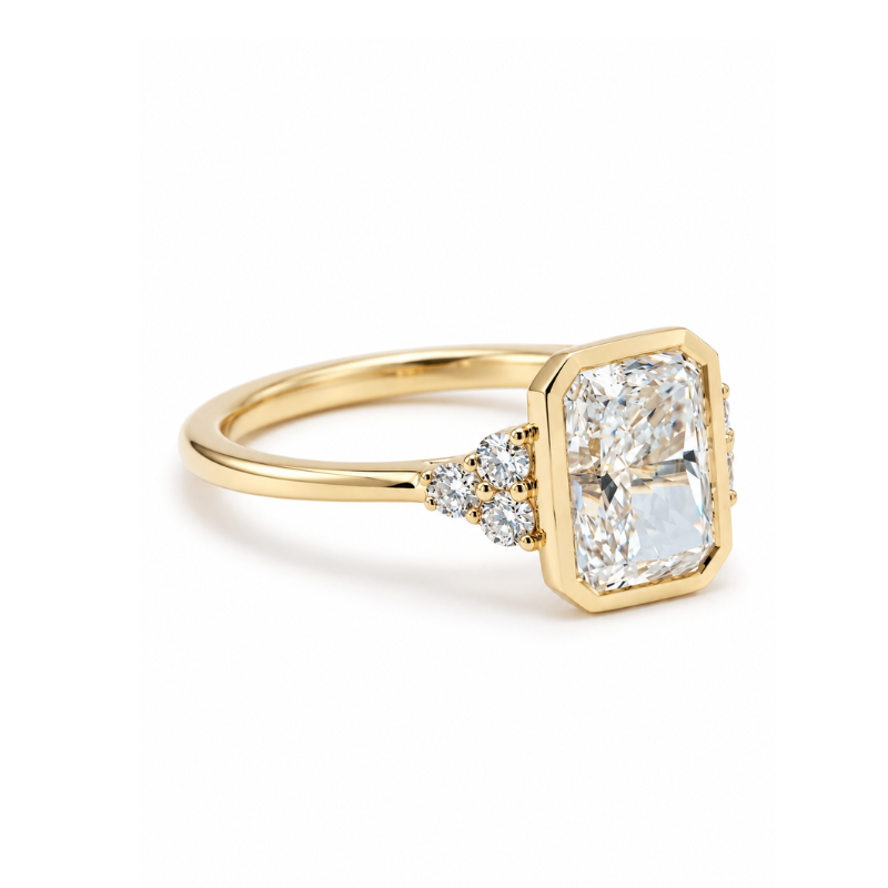 Anillo de Compromiso Diamante Lab Grown Radiant 2.02 ct en Bisel Oro 14K - Imagen 8