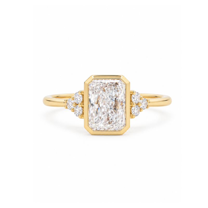 Anillo de Compromiso Diamante Lab Grown Radiant 2.02 ct en Bisel Oro 14K - Imagen 2
