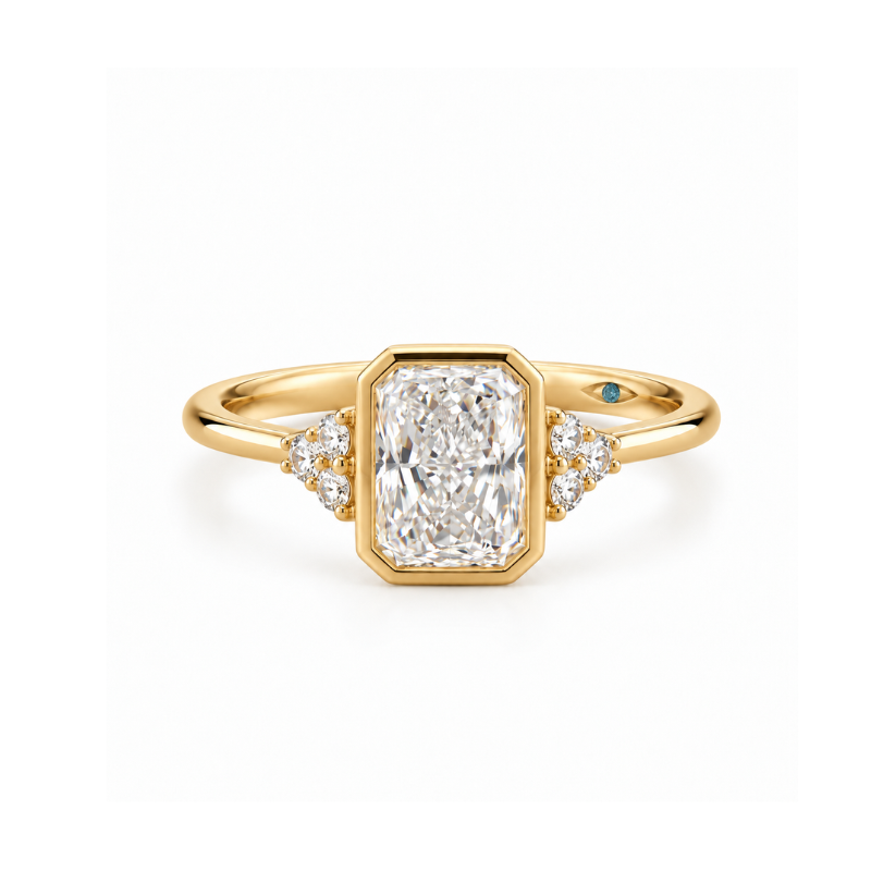 Anillo de Compromiso Diamante Lab Grown Radiant 2.02 ct en Bisel Oro 14K - Imagen 6