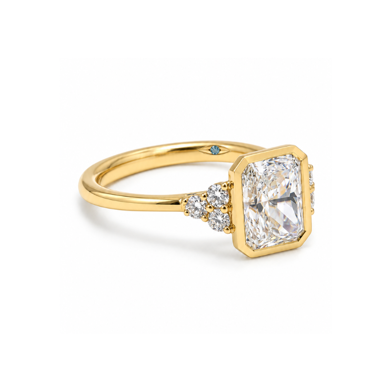 Anillo de Compromiso Diamante Lab Grown Radiant 2.02 ct en Bisel Oro 14K - Imagen 7