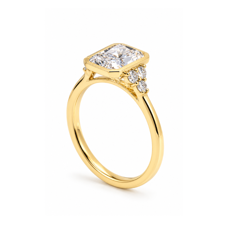 Anillo de Compromiso Diamante Lab Grown Radiant 2.02 ct en Bisel Oro 14K - Imagen 5