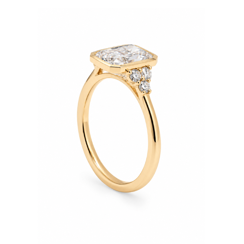 Anillo de Compromiso Diamante Lab Grown Radiant 2.02 ct en Bisel Oro 14K - Imagen 3